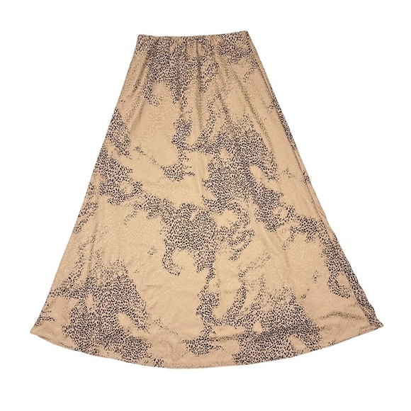 Current Air Taupe Leopard Printed Bias Midi Metallic Skirt - Picture 2 of 6